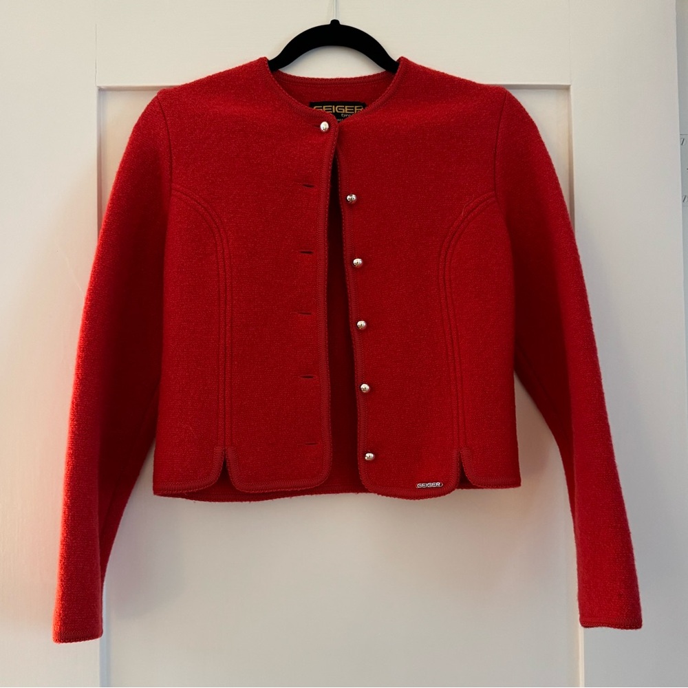 chic red wool jacket